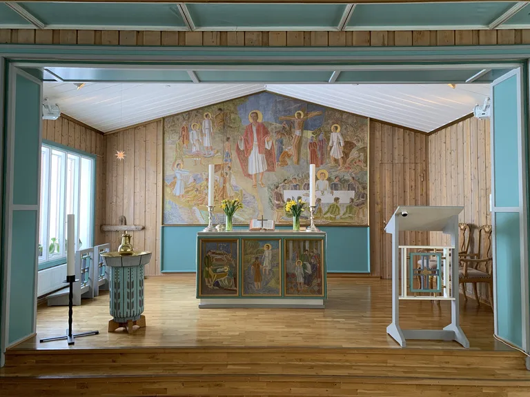 Svalbard Church(スヴァールバル教会)の内観。