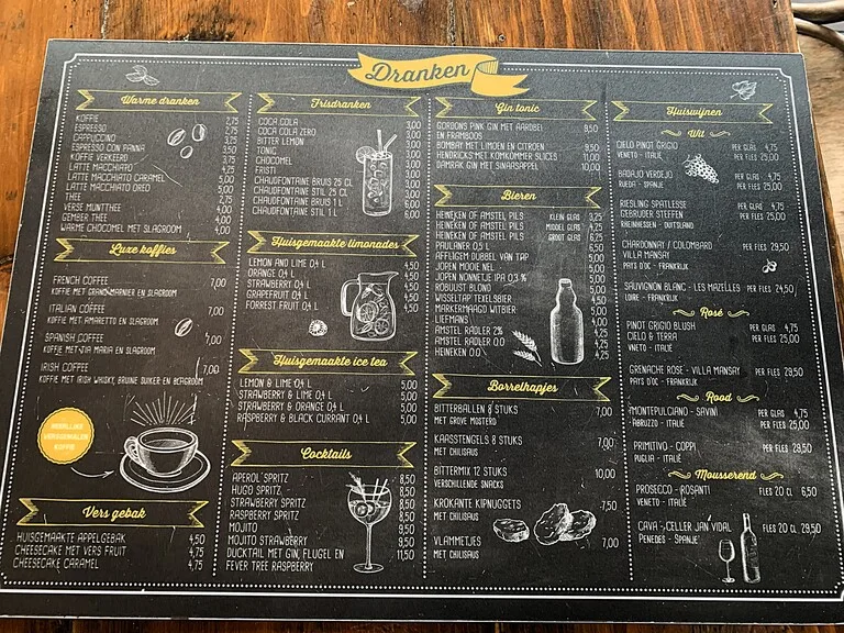 マルケンのレストランのメニュー