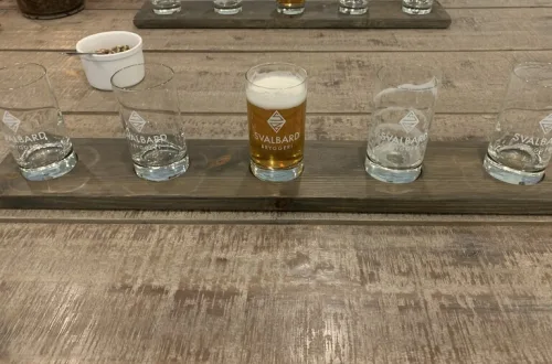 Svalbard Brewery でテイスティングされる北極クラフトビールのグラス