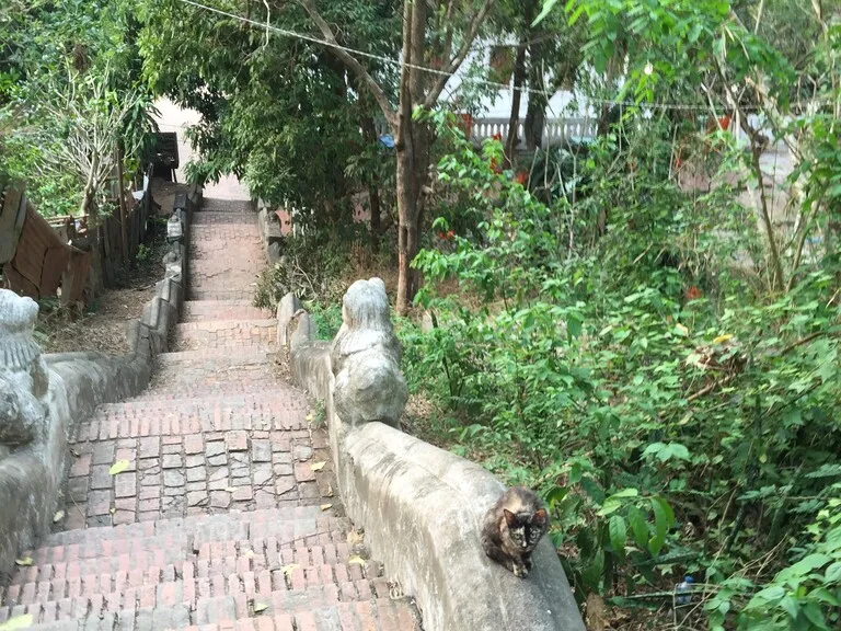 プーシーの丘(Phousi Hill)のエントランスと階段