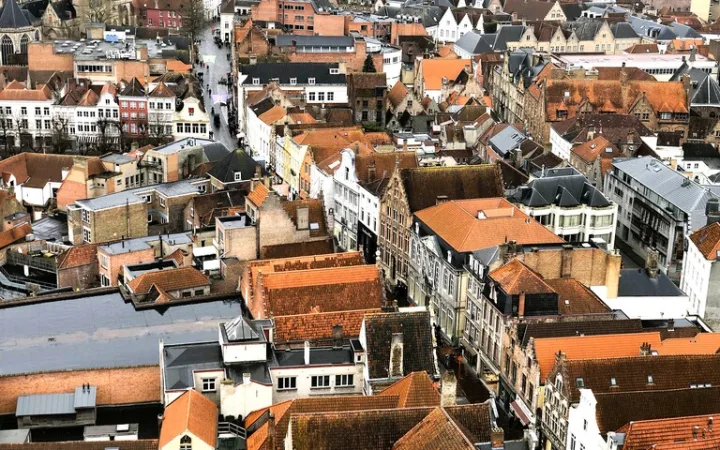 ベルギーにあるブルッヘの鐘楼（Belfort）から見たブルージの街並み