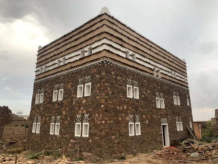 サウジアラビア南部・アシール地方のAl Yanfa Archaeological Villageの伝統的な建物