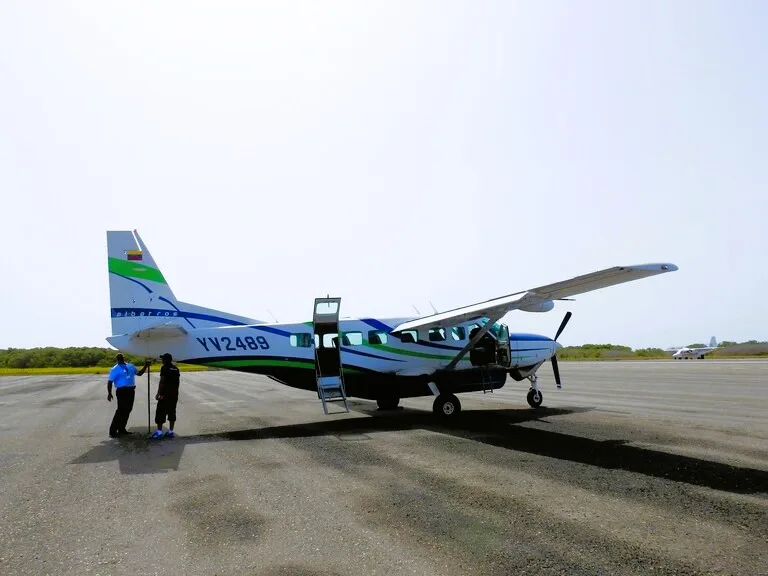 カラカスからロスロケス諸島へ向かうセスナ機