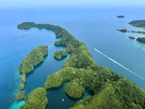 パラオの遊覧飛行から見下ろすロックアイランドの風景